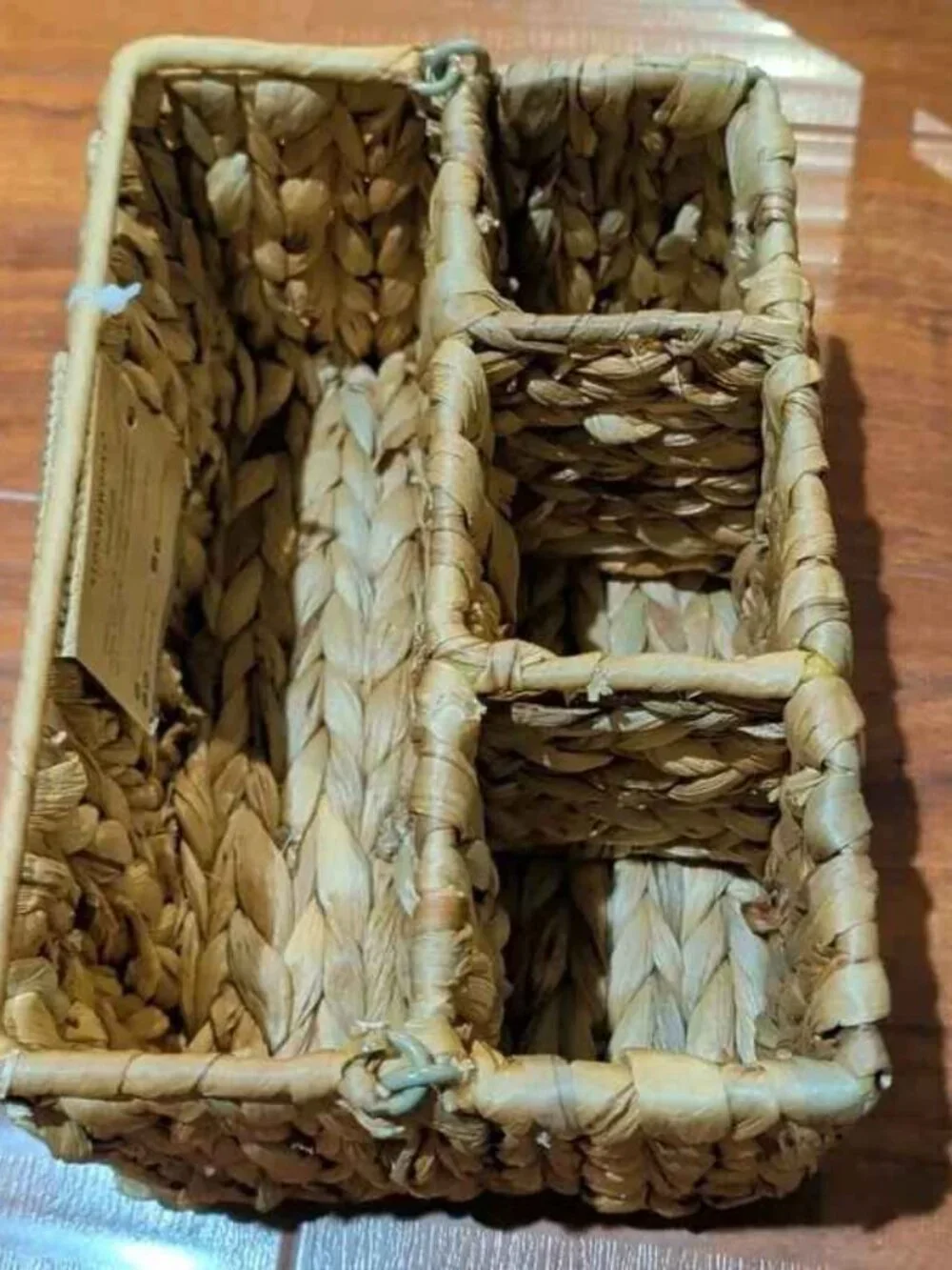Hand-Woven Wicker Silverware Organizer Water Hyacinth Cutlery Holder Countertop